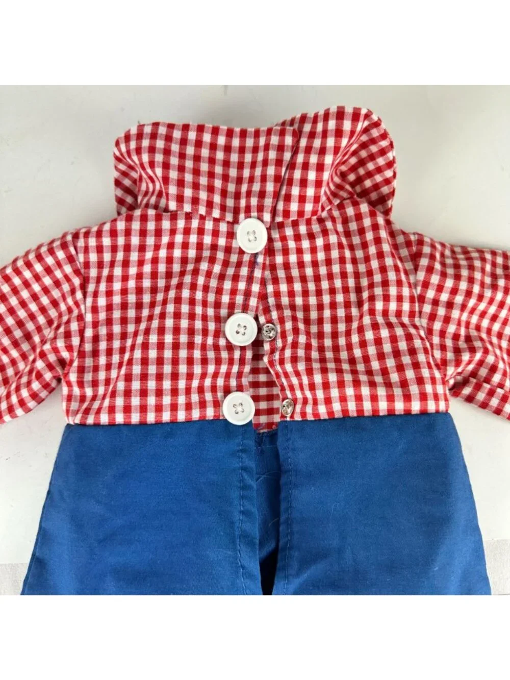 Handmade Red & Blue Gingham Romper Outfit For Raggedy Andy Doll Clothes